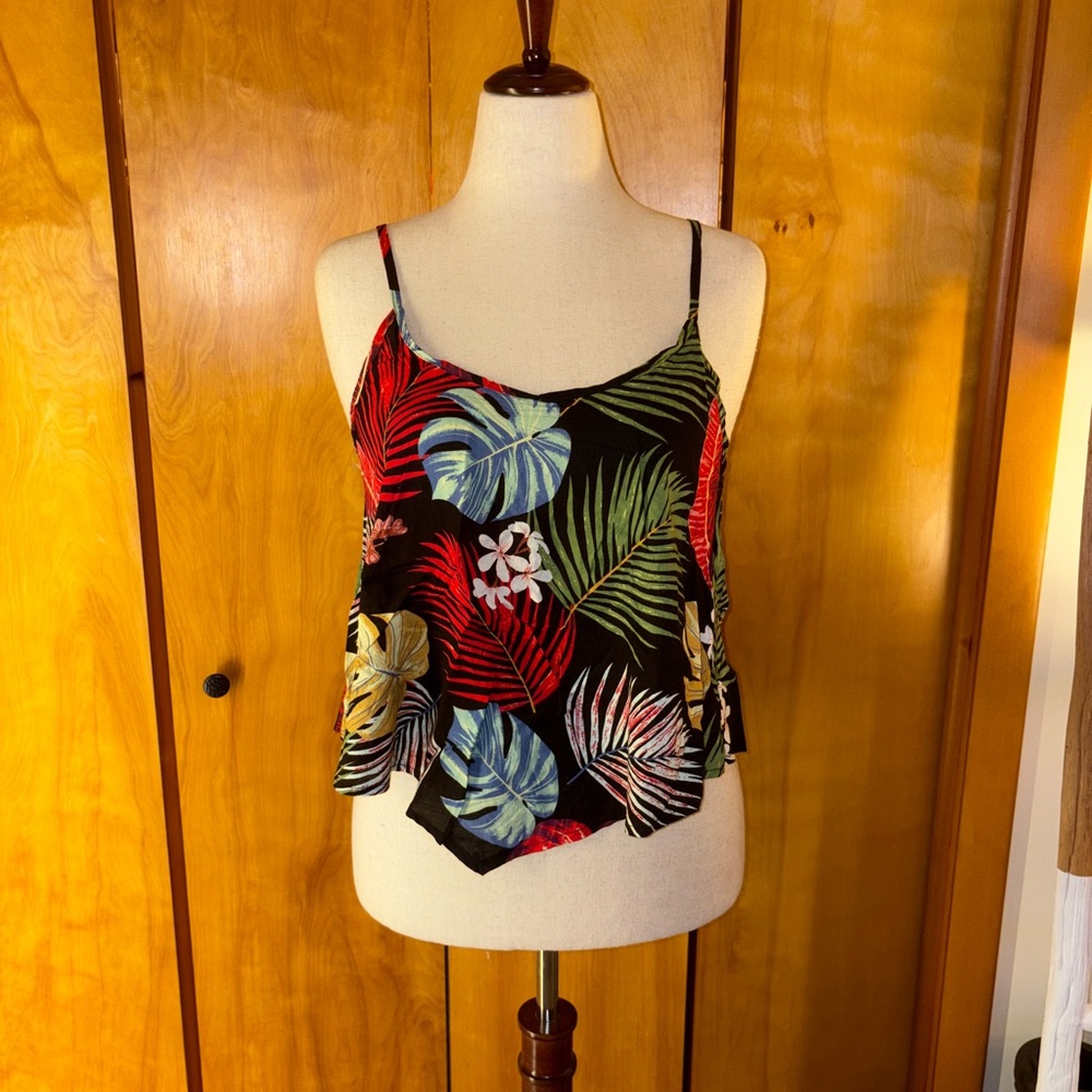 NWT Raya Sun Black Tropical Leaf Camisole